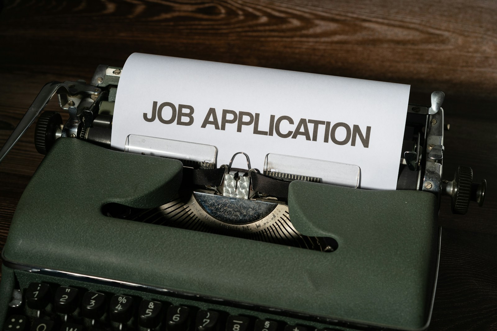 Typewriter with a job application sheet